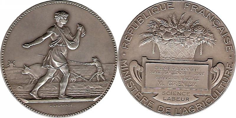 MÉDAILLE BRONZE MINISTÈRE Agriculture Science Labeur, Boîtier EUR 10,00